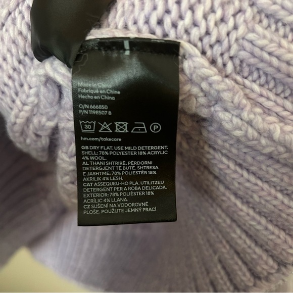 Divided H&M Sweater Lavender Purple Cable Knit Turtleneck casual comfy - Picture 12 of 13